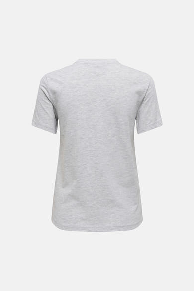 Grijze T-shirt van ONLY, effen met een gemêleerde textuur, van achteren getoond.