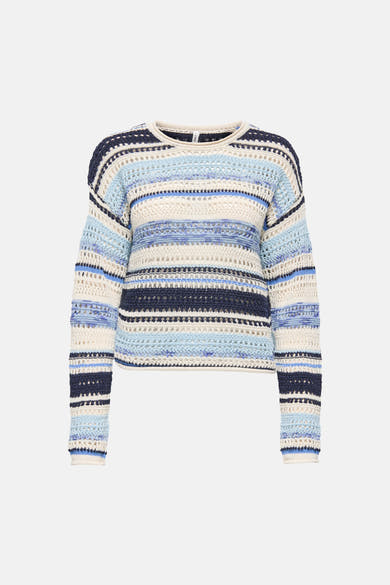 Pull multicolore à rayures de ONLY, en maille ajourée.