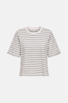 Grijze T-shirt met korte mouwen van ONLY®, met horizontale strepen en uitlopende mouwen, achtergezicht.