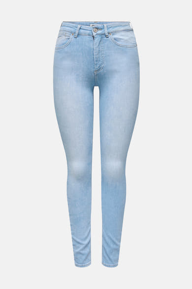 Lichtblauwe skinny jeans van ONLY, in effen denim, met stikseldetails.