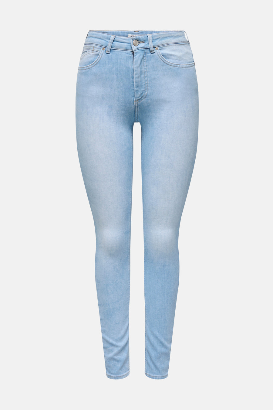Lichtblauwe skinny jeans van ONLY, in effen denim, met stikseldetails.