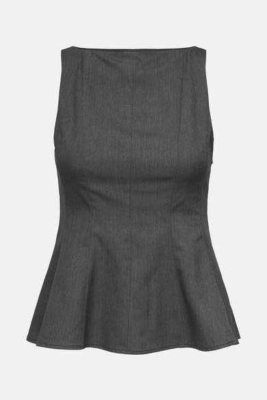 Grijze peplum blouse zonder mouwen met subtiele textuur van ONLY.