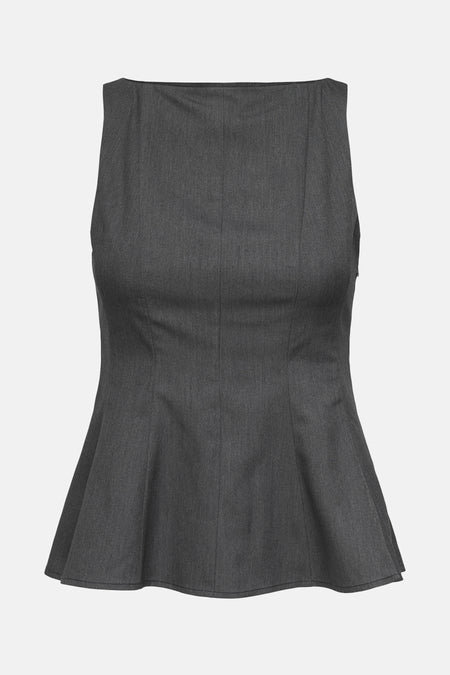 Grijze peplum blouse zonder mouwen met subtiele textuur van ONLY.
