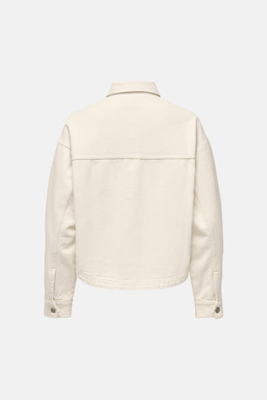 Veste courte écru de JDY, vue de dos, avec col classique et manches longues boutonnées.