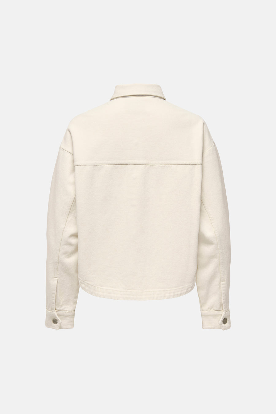 Veste courte écru de JDY, vue de dos, avec col classique et manches longues boutonnées.