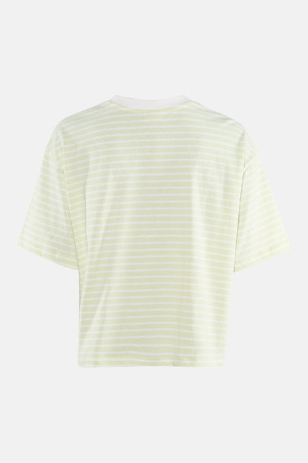 T-shirt à manches courtes vert de JDY, avec motif rayé horizontal blanc.