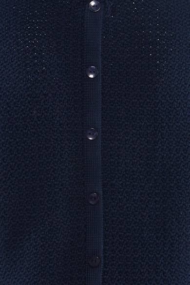 T-shirt bleu de JDY en maille mouchetée avec patte à cinq boutons foncés.