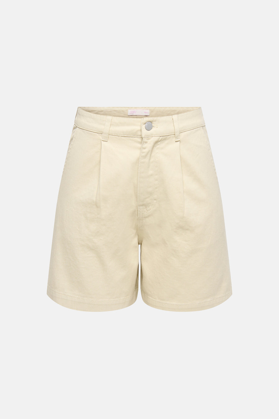 Short beige de JDY plissé sur le devant avec bouton et passants de ceinture.