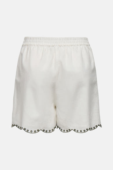 Kort wit topje van JDY met elastische tailleband en geschulpte zoom.