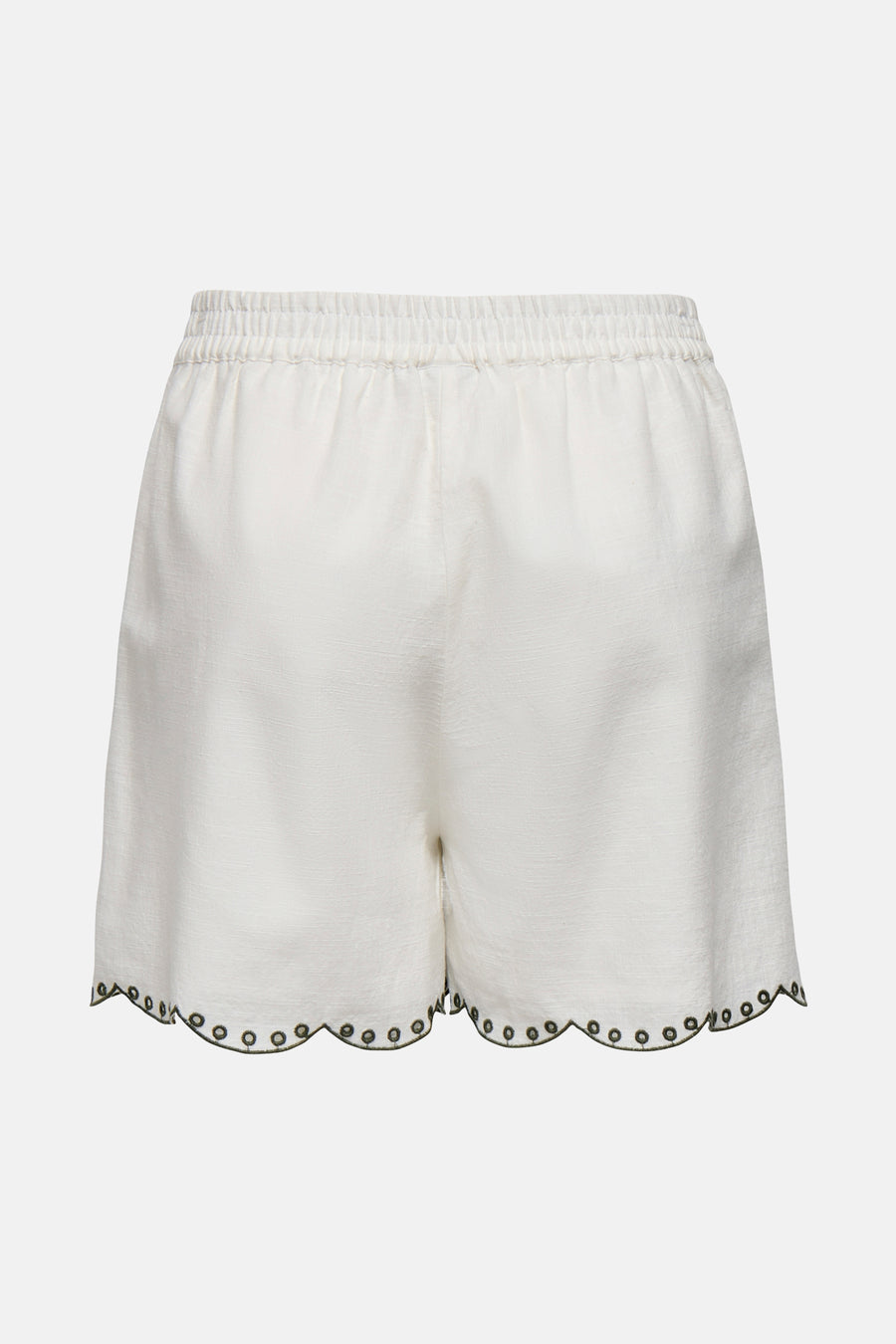 Kort wit topje van JDY met elastische tailleband en geschulpte zoom.