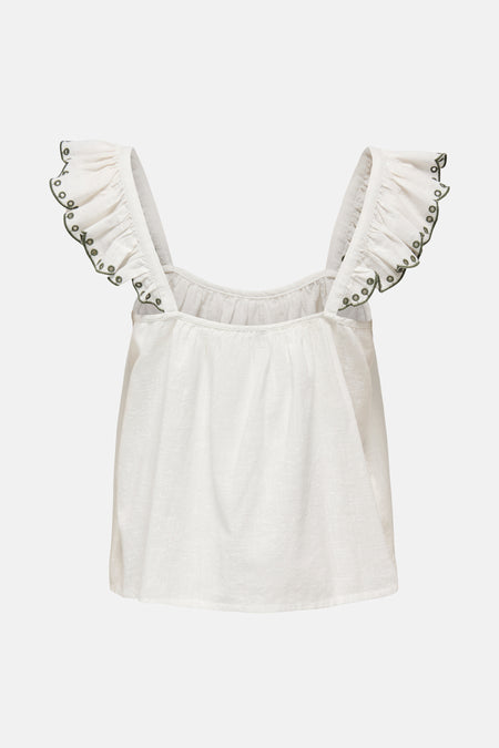 Wit T-shirt met korte mouwen van JDY met gegolfde details op de mouwen en geweven textuur.