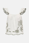 Wit T-shirt met korte mouwen van JDY, versierd met bloemenborduursels en geschulpte uitgesneden details.