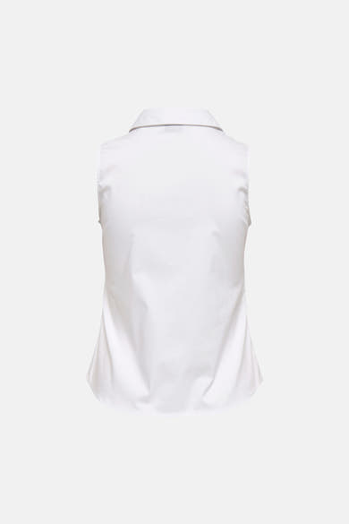 Chemisier blanc sans manches de JDY, col classique, tissu lisse, vue de dos.