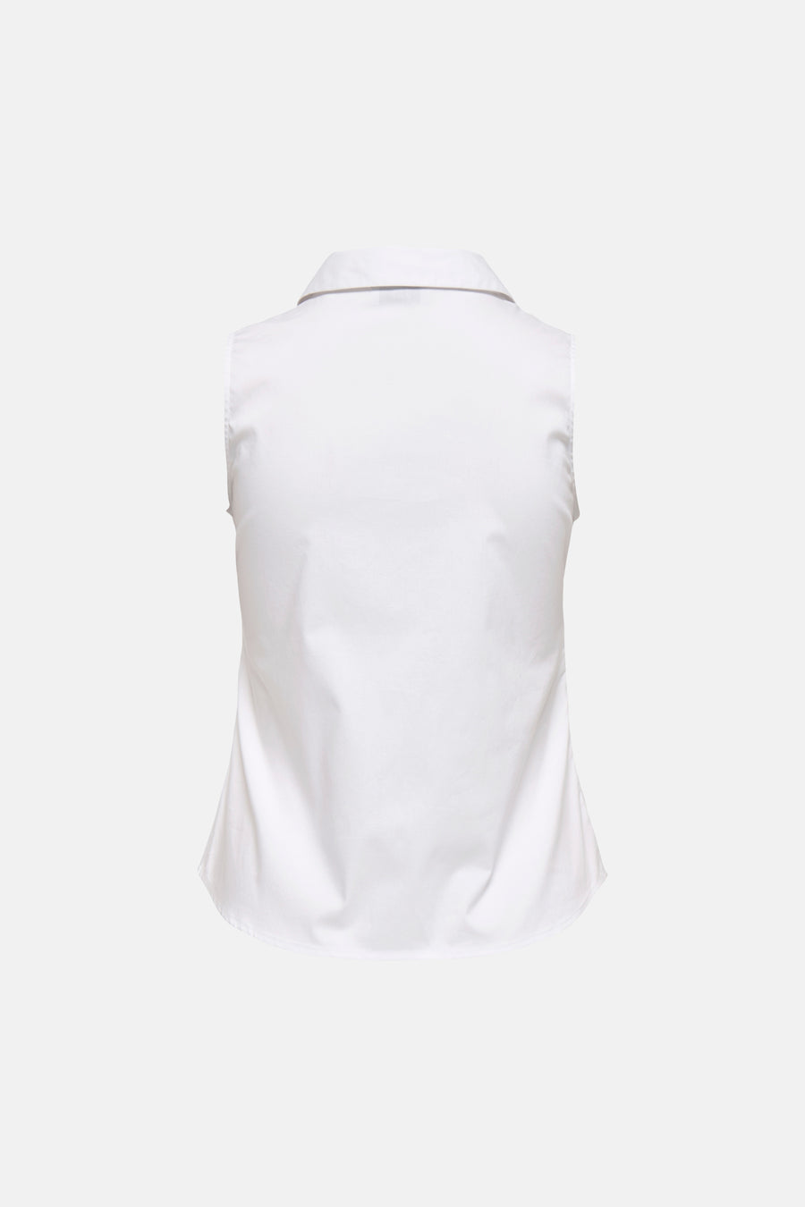 Chemisier blanc sans manches de JDY, col classique, tissu lisse, vue de dos.