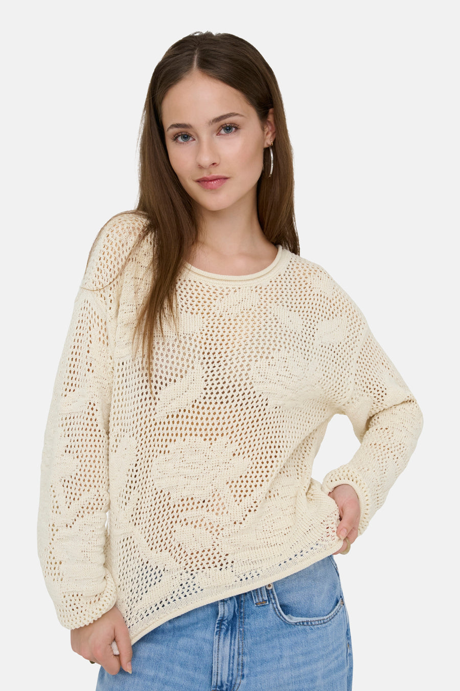 Pull à col rond - écru