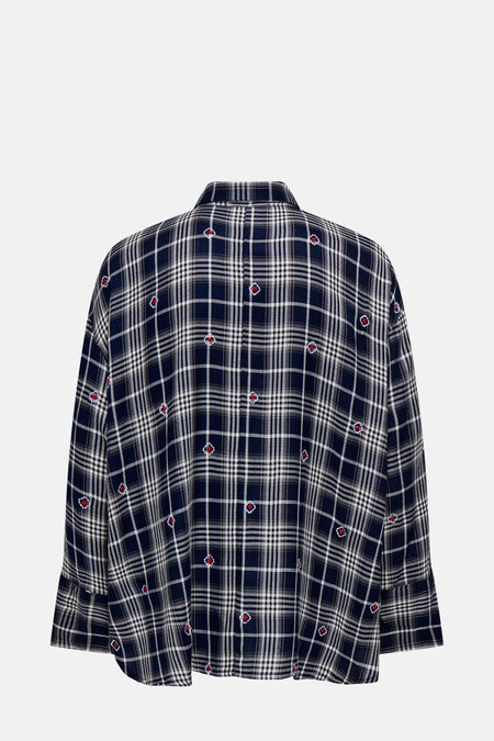 Chemise à manches longues multicolore de ONLY®, à motif carreaux et petits losanges brodés.