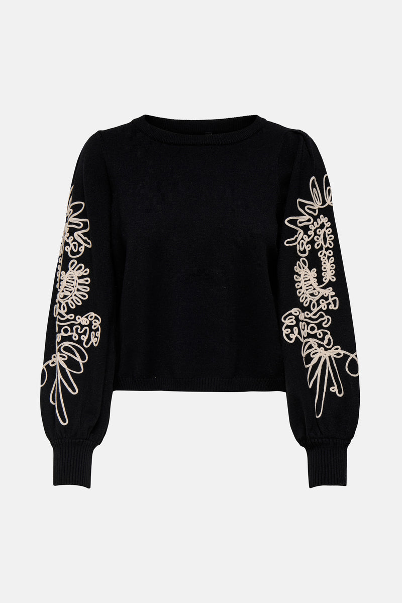 Multikleuren polo van ONLY®, met lange mouwen en geborduurd bloemenpatroon.