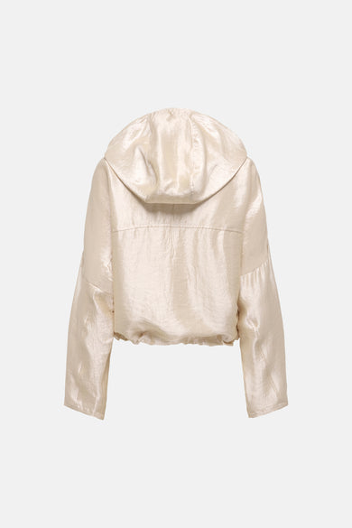 Veste courte dorée de ONLY® à capuche et ourlet élastiqué, vue de dos.