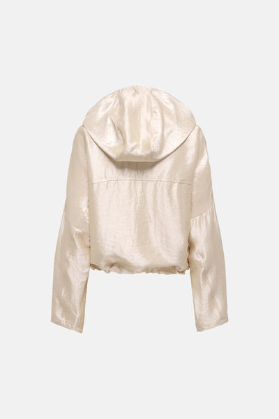 Veste courte dorée de ONLY® à capuche et ourlet élastiqué, vue de dos.
