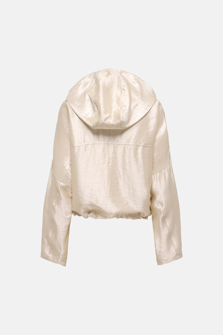 Veste courte dorée de ONLY® à capuche et ourlet élastiqué, vue de dos.