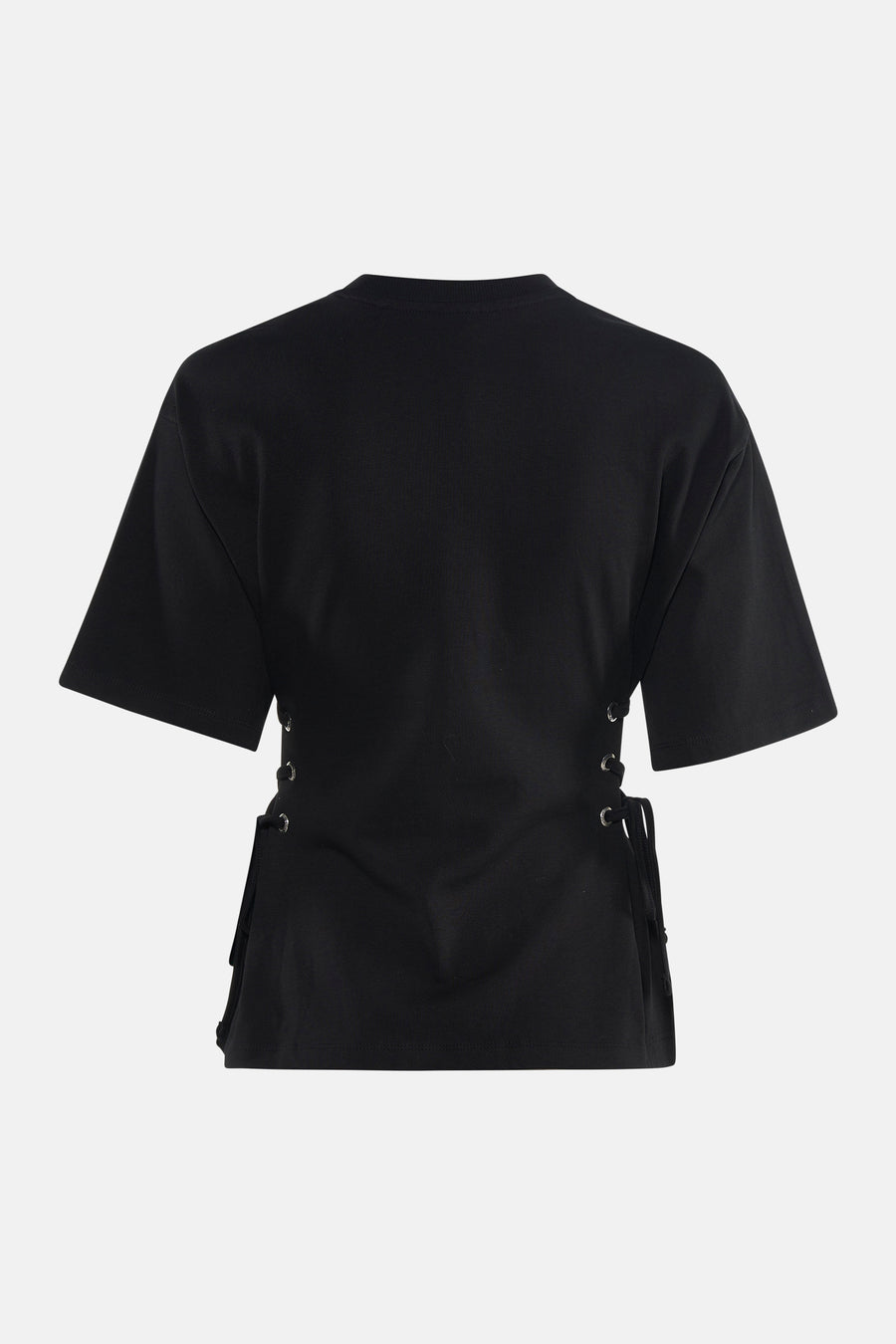 T-shirt noir à manches courtes par ONLY®, avec détails de laçage sur les côtés.
