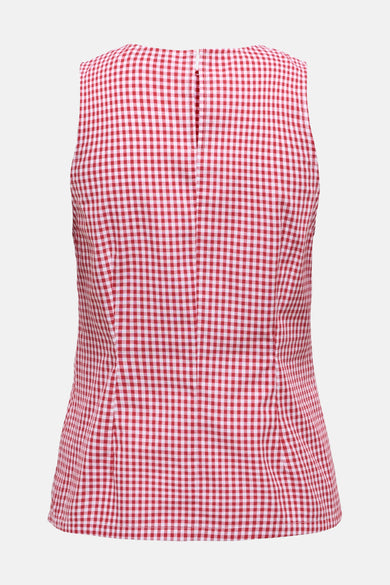 Rood mouwloos hemd van ONLY, met rood-wit vichy-ruitpatroon, met ritssluiting aan de achterkant.