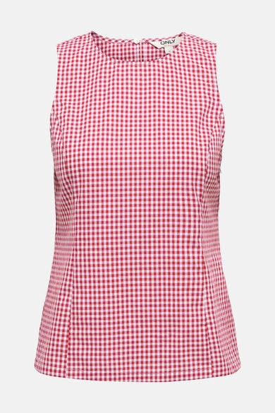 Rood geruit overhemd van ONLY, klassiek vichy-patroon.