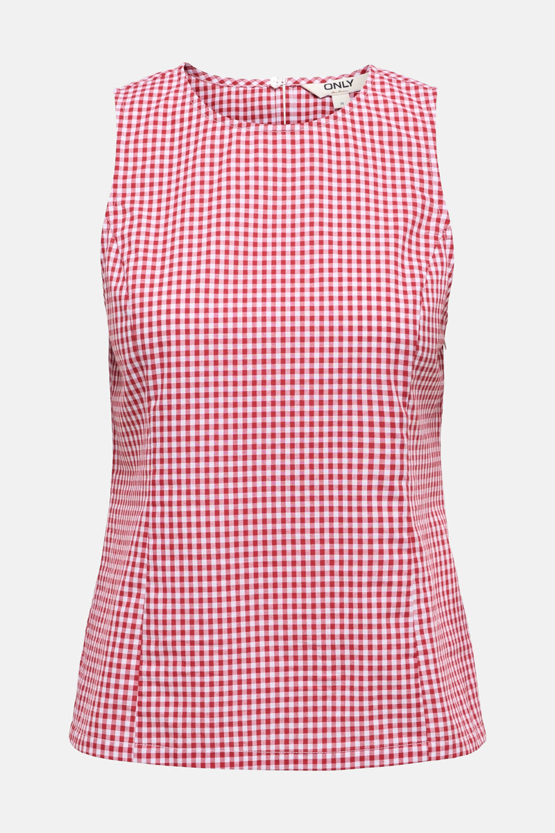 Rood geruit overhemd van ONLY, klassiek vichy-patroon.