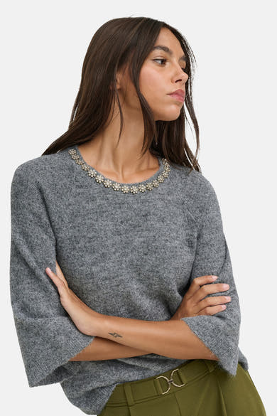 Pull col rond gris - JDY