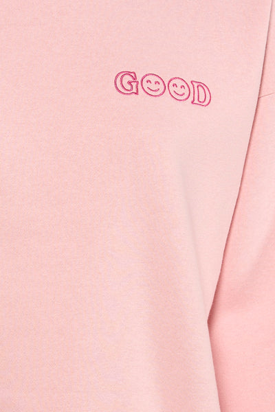 ONLY ronde hals sweatshirt, met geborduurde tekst en smiley.