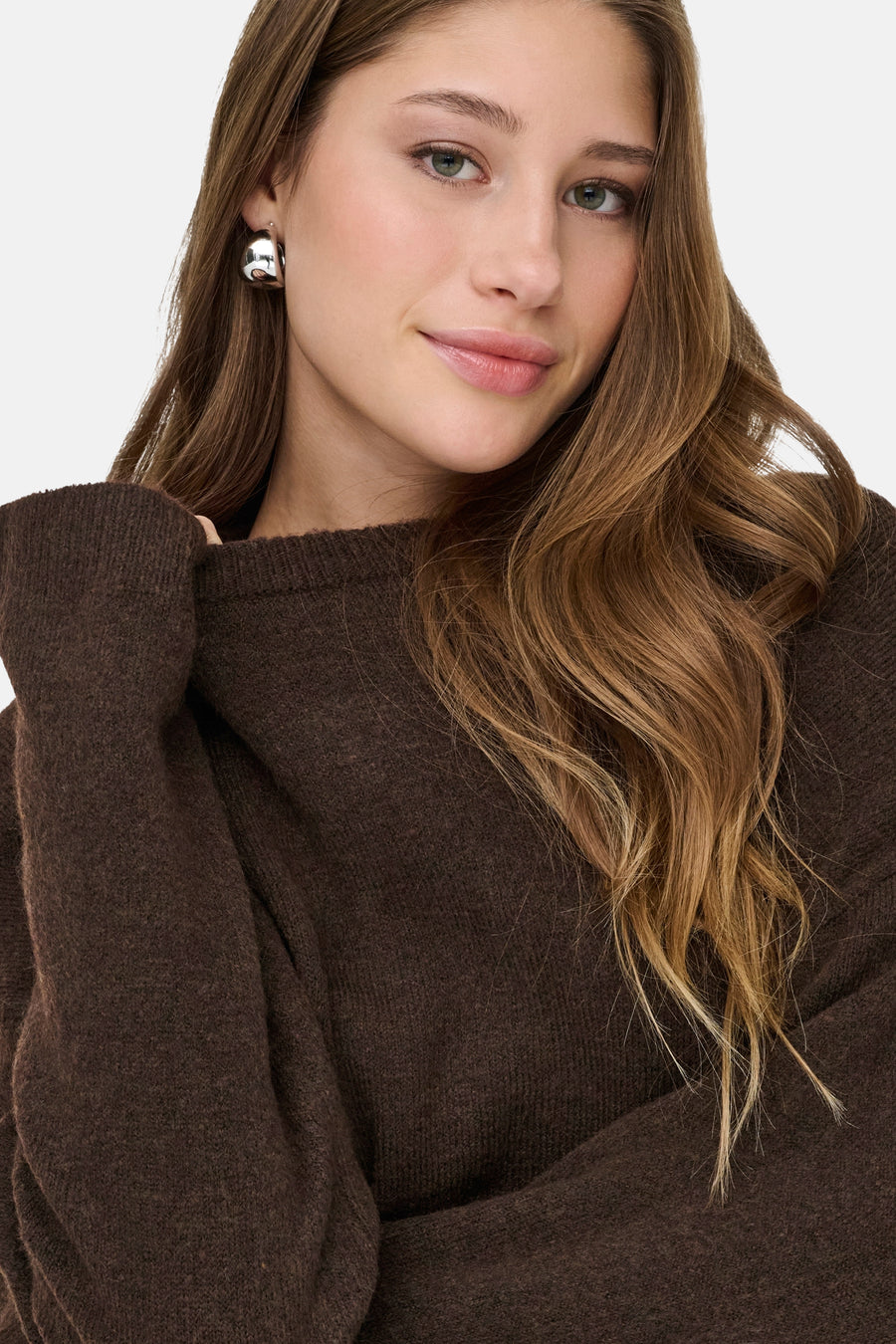 Pull col rond brun - ONLY®