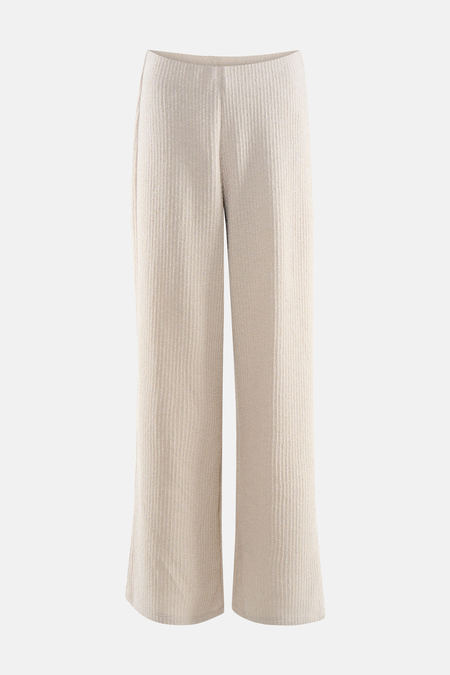 Pantalon écru par ONLY, avec une texture côtelée visible et une coupe ample.
