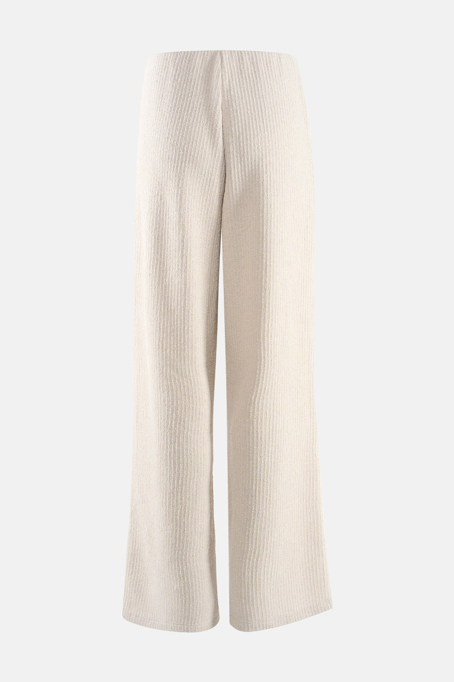 Pantalon écru de ONLY, en tissu texturé à larges côtes verticales.