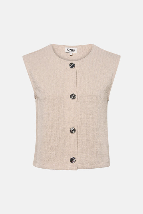 Gilet beige en tricot par ONLY, orné de boutons décoratifs métalliques.