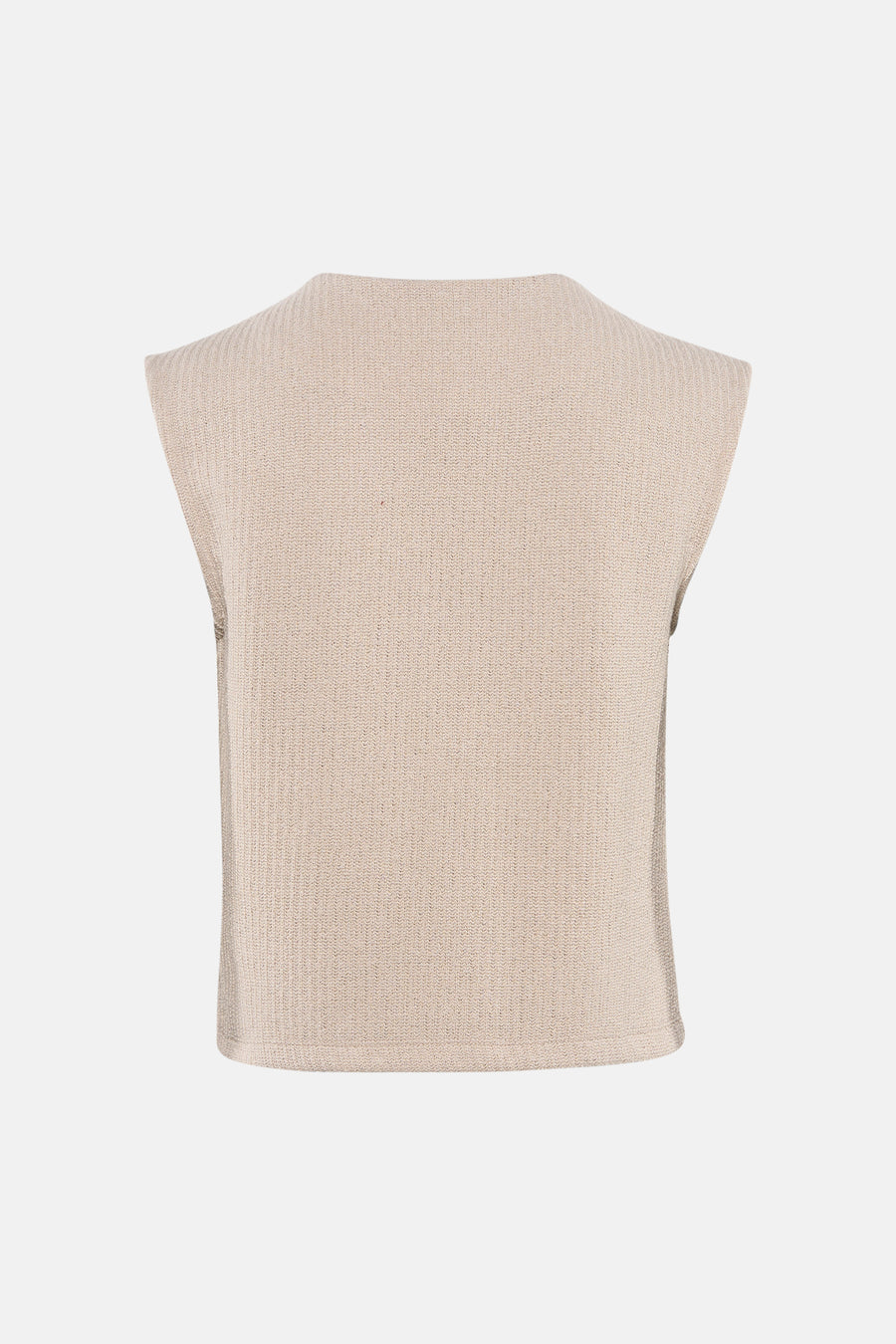 Gilet beige de ONLY®, en maille texturée, sans manches, sur fond uni.
