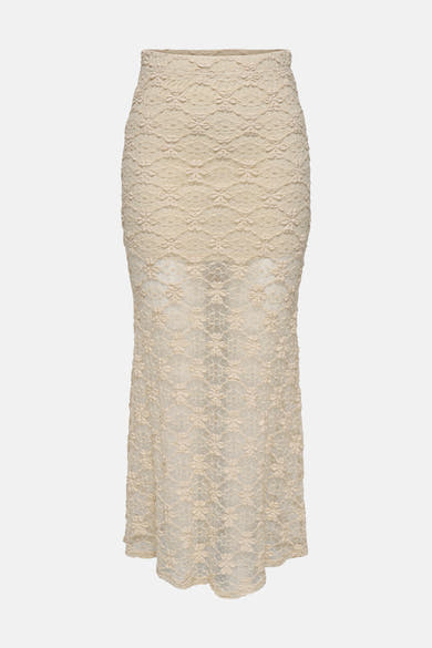 Jupe longue écrue en dentelle de ONLY® avec un motif floral délicat et une doublure courte.