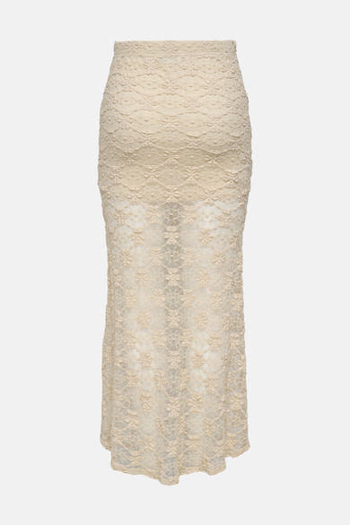 Jupe longue écru de ONLY® en dentelle florale semi-transparente.