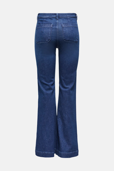 Wijd uitlopende jeans van donkerblauw denim van ONLY, met zichtbare achterzakken.