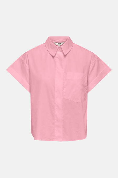 Chemise rose à manches courtes de ONLY®, avec un col, des boutons sur le devant et une poche poitrine.