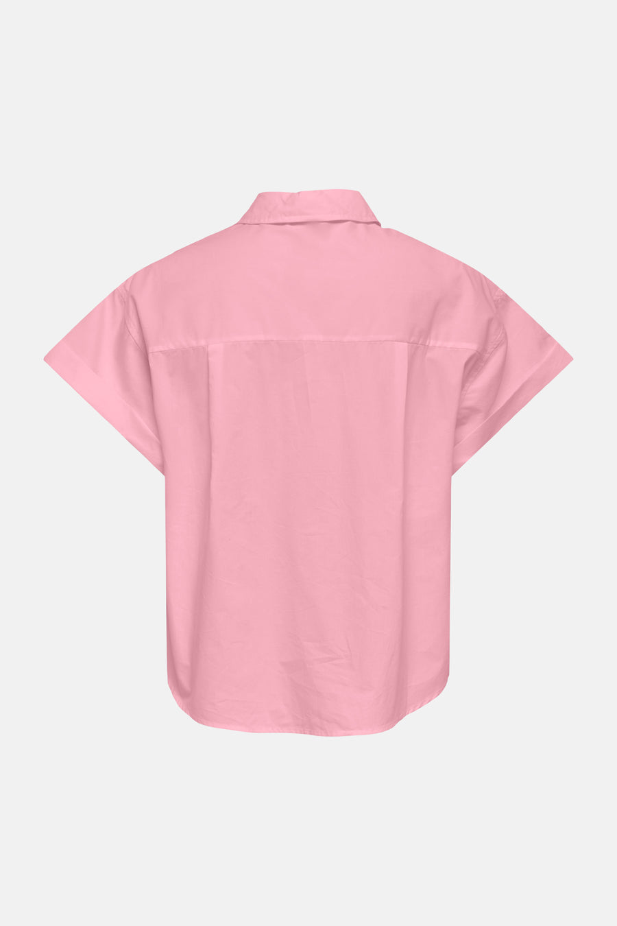 Chemise rose à manches courtes de ONLY, vue de dos avec col, empiècement et ourlet arrondi.