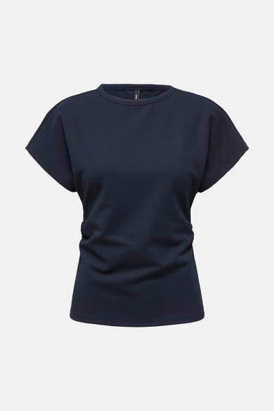 Blauw T-shirt met korte mouwen van ONLY, met een losse pasvorm en een plooi aan de zijkanten.