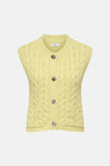 Débardeur jaune en maille torsadée de JDY avec une fermeture boutonnée et des poches plaquées.
