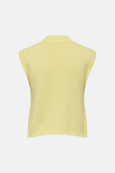 Débardeur jaune de JDY, en tricot fin, avec un col montant et une coupe sans manches.
