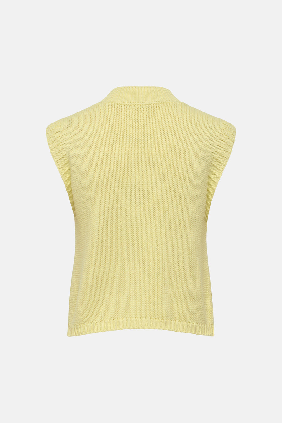 Débardeur jaune de JDY, en tricot fin, avec un col montant et une coupe sans manches.