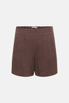 Korte, getextureerde bruine short van ONLY® met elastische tailleband, losse pasvorm en omgeslagen zomen, achterzijde.