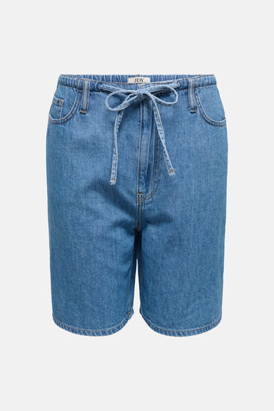 Lichtblauwe spijkerbroekshorts van JDY met elastische tailleband, trekkoord en voorzakken.