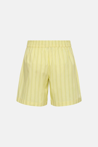 Short jaune de JDY à rayures verticales fines, avec taille élastique, vue de dos.