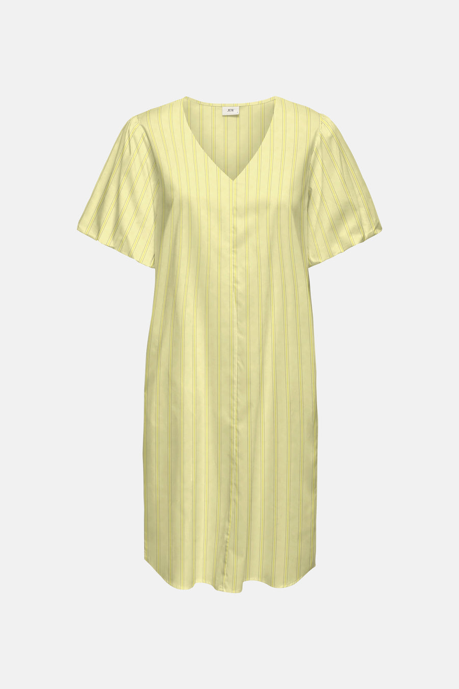 Robe jaune de JDY avec motif rayé, col en V et manches courtes.