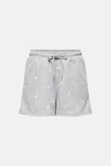 Short gris de ONLY, avec motif floral marguerites brodé.