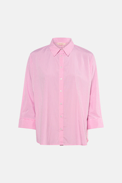 Chemise à manches longues rose rayée de ONLY, avec manches trois-quarts et fermeture boutonnée